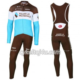 Cykeltrøje Langærmet + Bib Cykelbukser 2018 AG2R La Mondiale N002